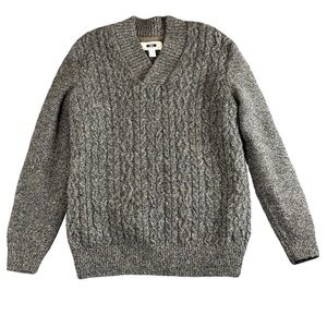 Joseph Abboud Men's Sweater Size L Wool Blend V Neck Cable Knit Indie Grunge
